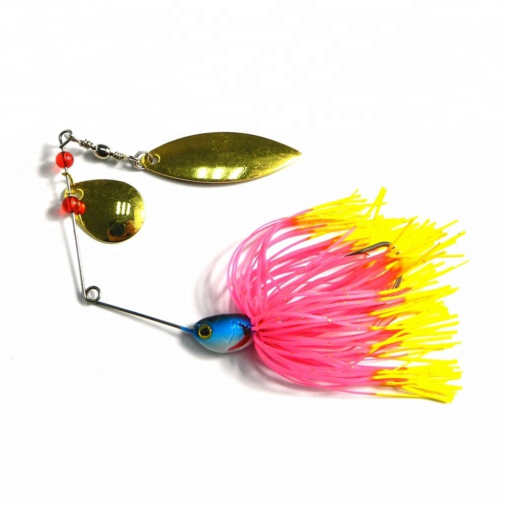 Hengjia 17G Spinner Fly bait Rubber Jigs 2 blades Spoon Lead Head Pike Fishing Lure