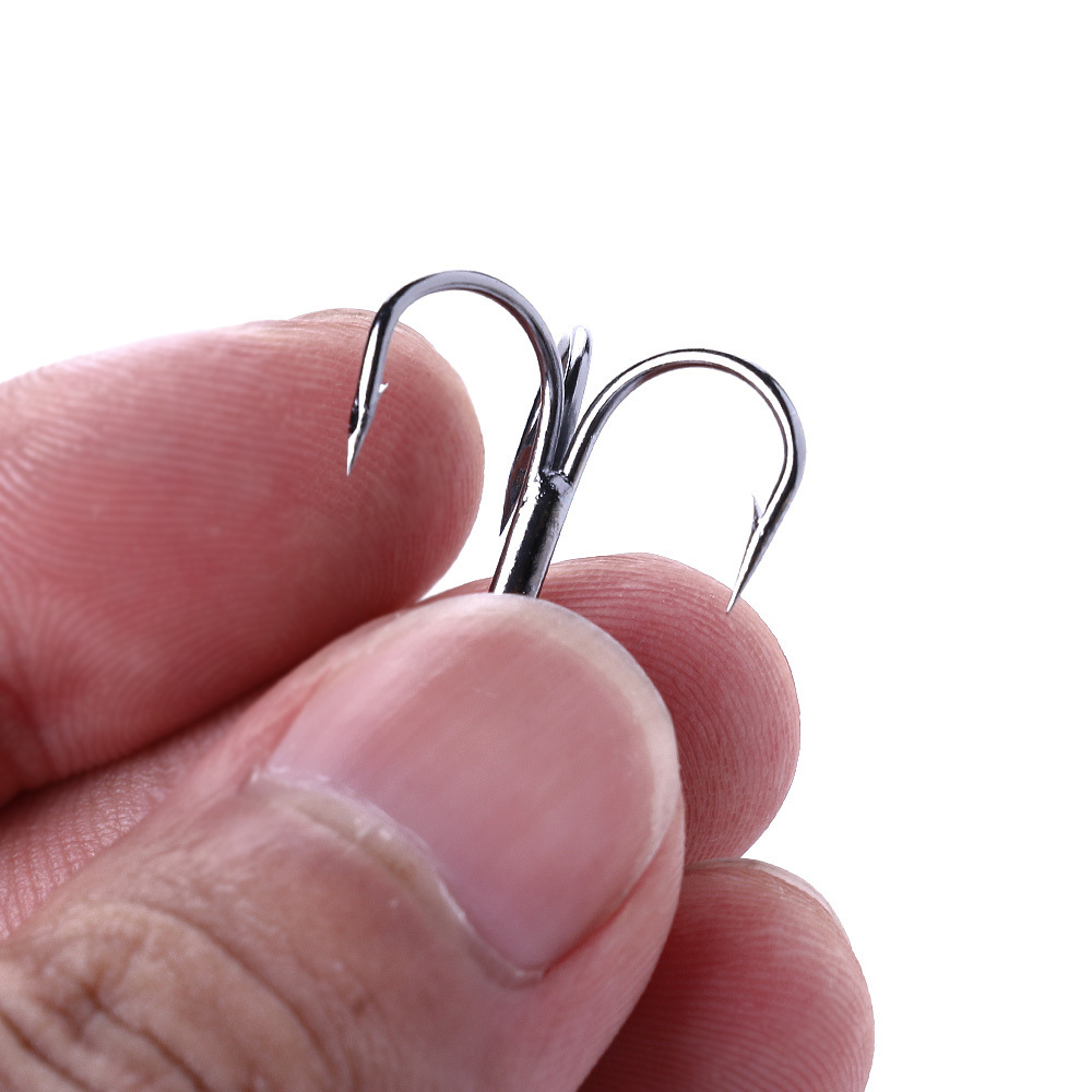 Hengjia carbon steel treble fish hooks 8# triple lure fishing hooks