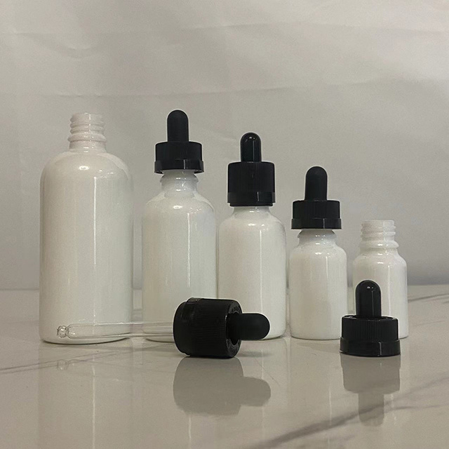 Hengjian 10ml 20ml 30ml 50ml 100ml white opal ceramic liquor cosmetic skin care glass serum dropper essential oil bottle