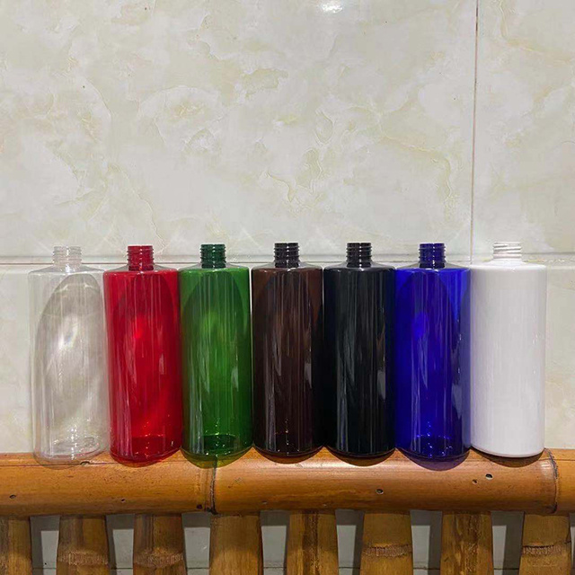 Hengjian 500ml amber blue green white black red plastic lotion pump bottle for shampoo and hair conditional and bath liquid