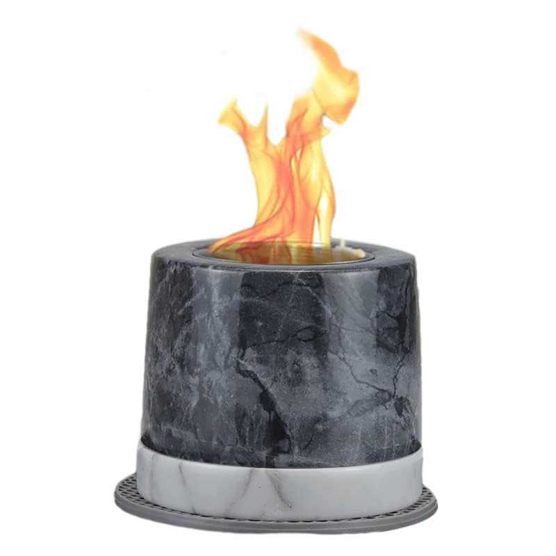 SUNBOW Natural Marble Outdoor Table Steel Fire Pit with Bioethanol Fireplace Lantern for Patio Campfire Indoor Fireplace Table