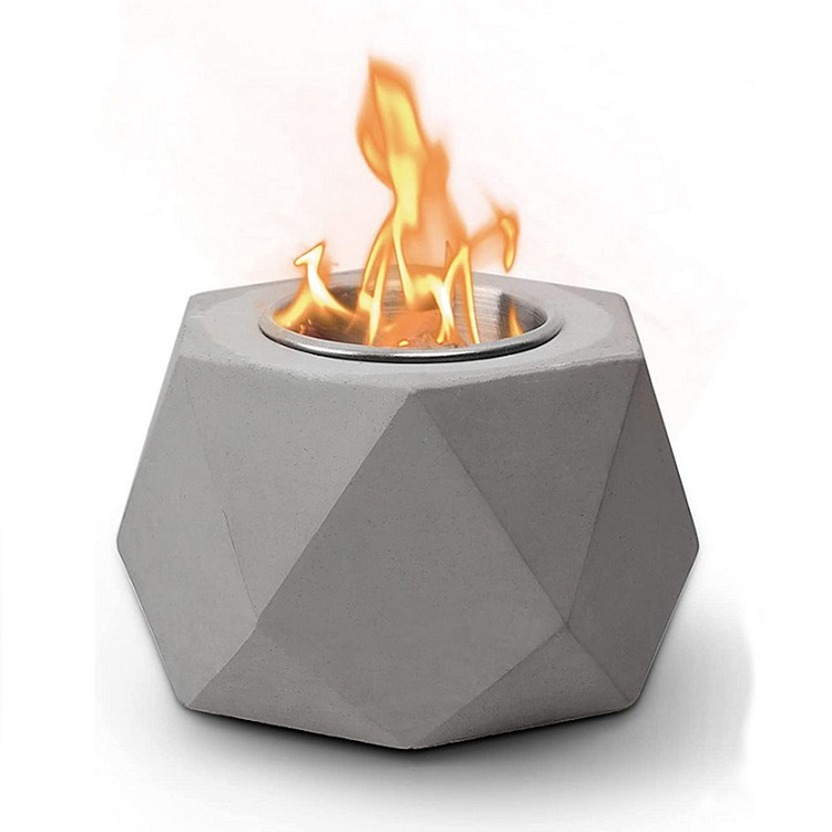 HOT SALE Geometric Rubbing Tabletop Bio Ethanol Fireplace Smores Maker Tabletop Fire Pit Portable Table Top Fire Pit Bowl