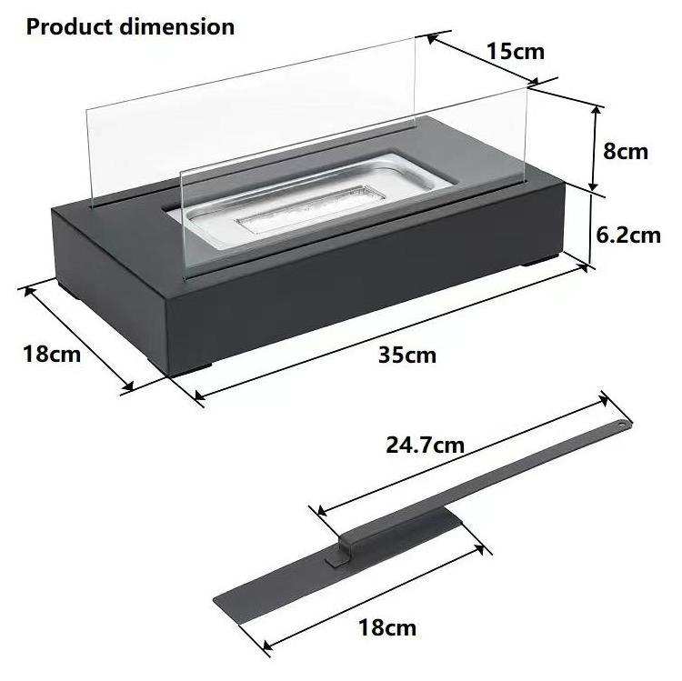 New Design Rectangle Fire Pit Indoor Steel Bio Ethanol Heater with Smokeless Tabletop Fireplace Free Standing Table