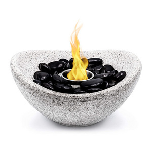 SUNBOW Concrete Tabletop Ingot Shaped Fire Pit Fire Bowl Personal Fireplace Table Top Fire Pit