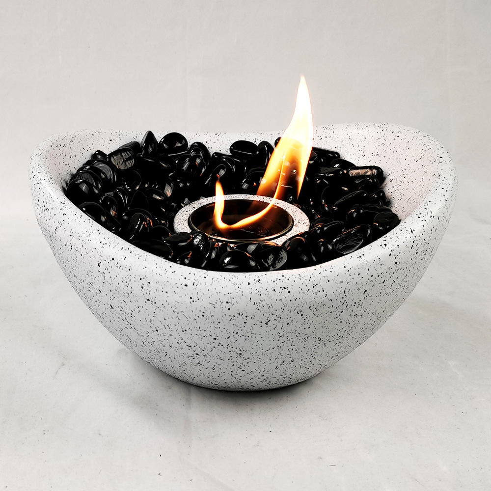 SUNBOW Concrete Tabletop Ingot Shaped Fire Pit Fire Bowl Personal Fireplace Table Top Fire Pit