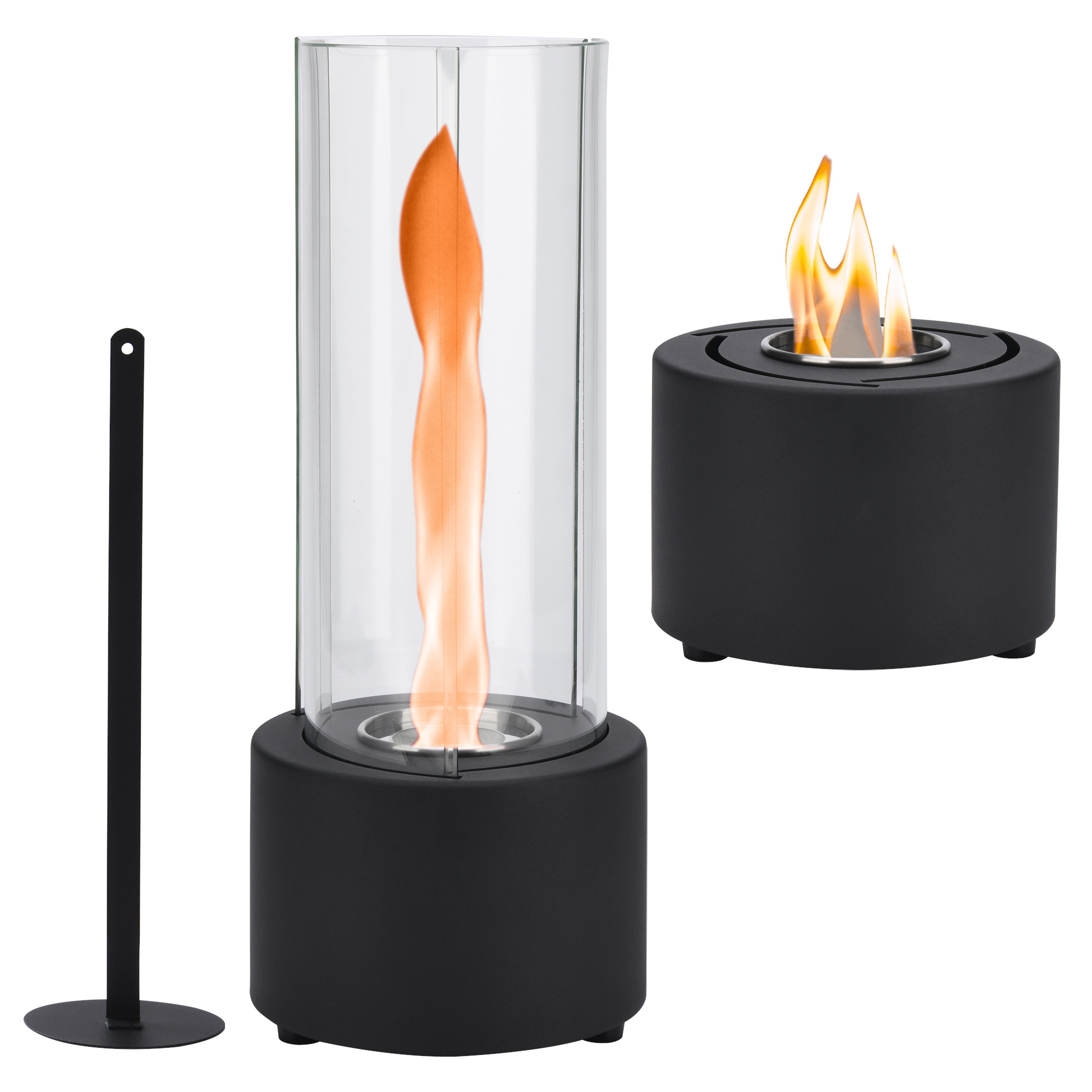 portable stainless steel mini bio ethanol fireplace  modern out door heater Tornado flame metal tabletop fire pit with glass