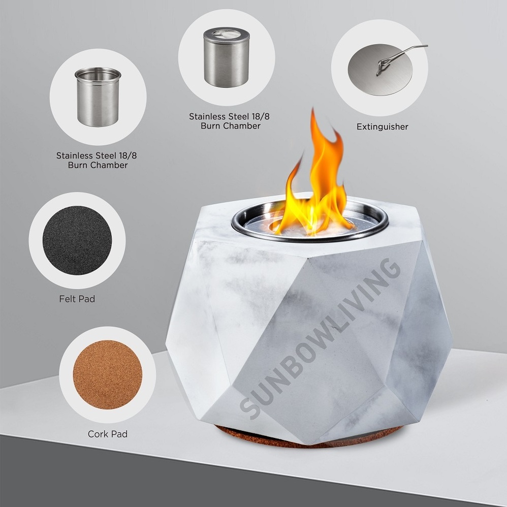 Portable Steel Ethanol Fire Pit Tabletop Bowl for Indoor and Outdoor Use Smokeless Bio Ethanol Fireplace for Smores Maker