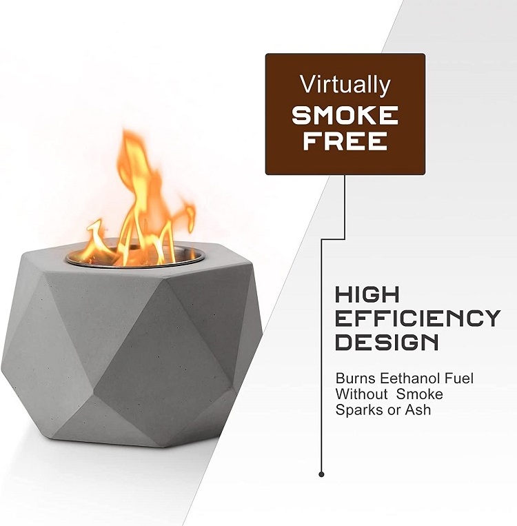 HOT SALE Geometric Rubbing Tabletop Bio Ethanol Fireplace Smores Maker Tabletop Fire Pit Portable Table Top Fire Pit Bowl