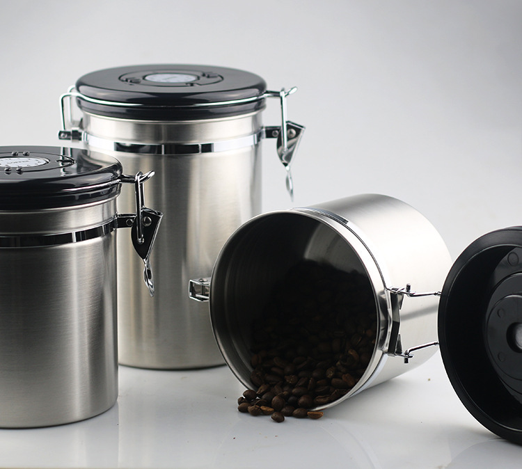 Hot selling Coffee Container Airtight Coffee Storage Stainless Steel Canister with CO2 Valve Filters