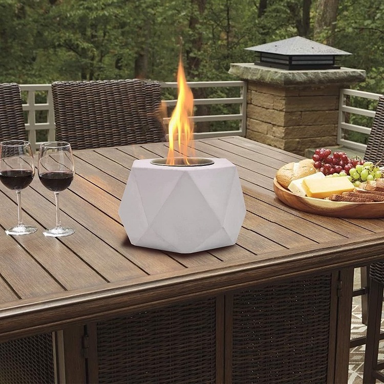 Odorless Personal Concrete Fireplaces Custom Modern Cement Fire Pit Burner Bio Ethanol Tabletop Fireplace