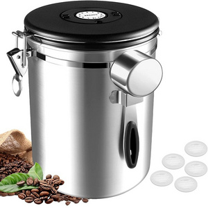 Hot selling Coffee Container Airtight Coffee Storage Stainless Steel Canister with CO2 Valve Filters