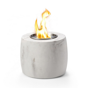 Mini Personal Outdoor Fireplace Heater Steel Tabletop Fire Pit Bowl with Marble Effect Smokeless Concrete Fire Pit