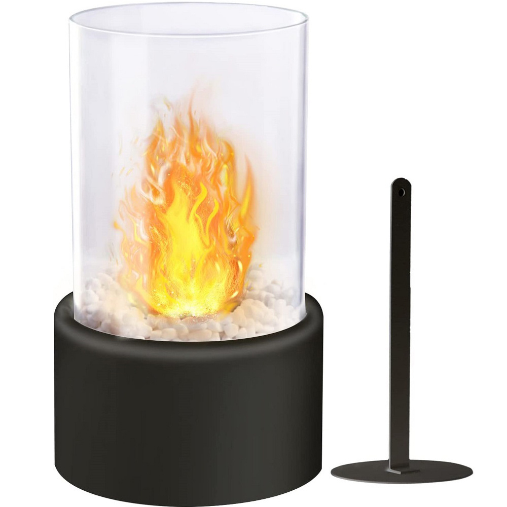 desktop metal surround round tabletop indoor glass table outdoor mini tabletop ethanol bioethanol fireplace