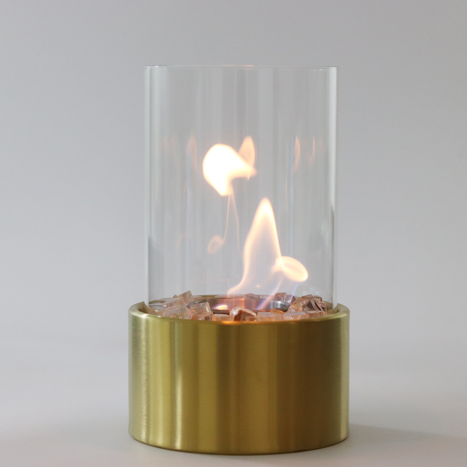 Modern Tabletop Mini Fire Pit Indoor Outdoor Portable Bio Ethanol Glass Fireplace for Villa Steel Material for Decoration