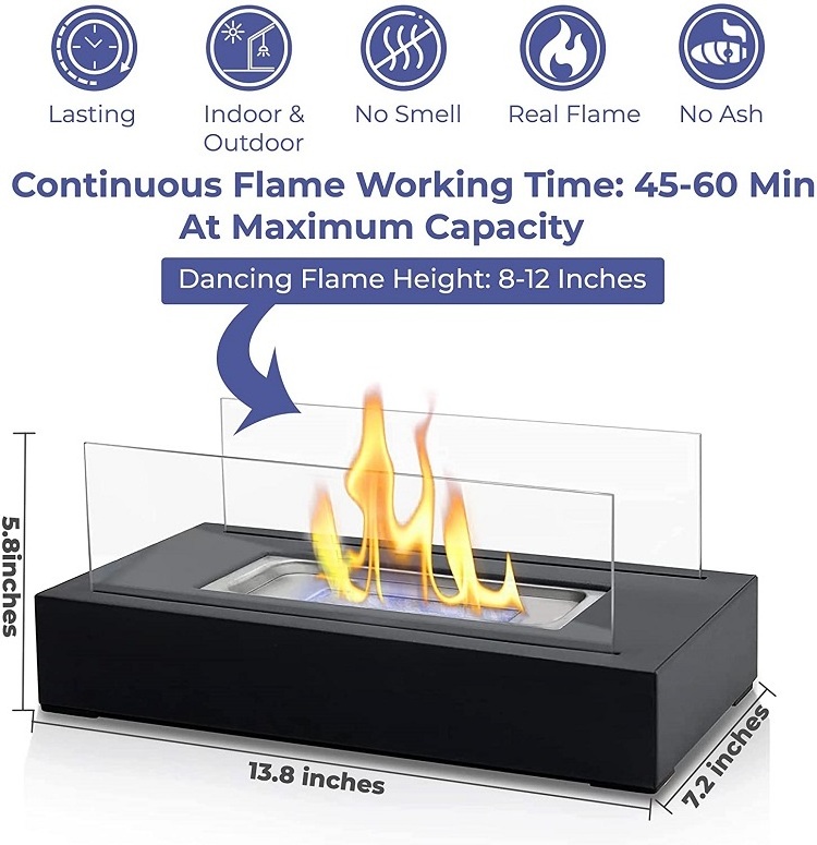 Hot Selling Modern Style Bio Ethanol Tabletop Fireplace Indoor Steel Propane Fire Pit Patio Heater Designed for Outdoor Usage