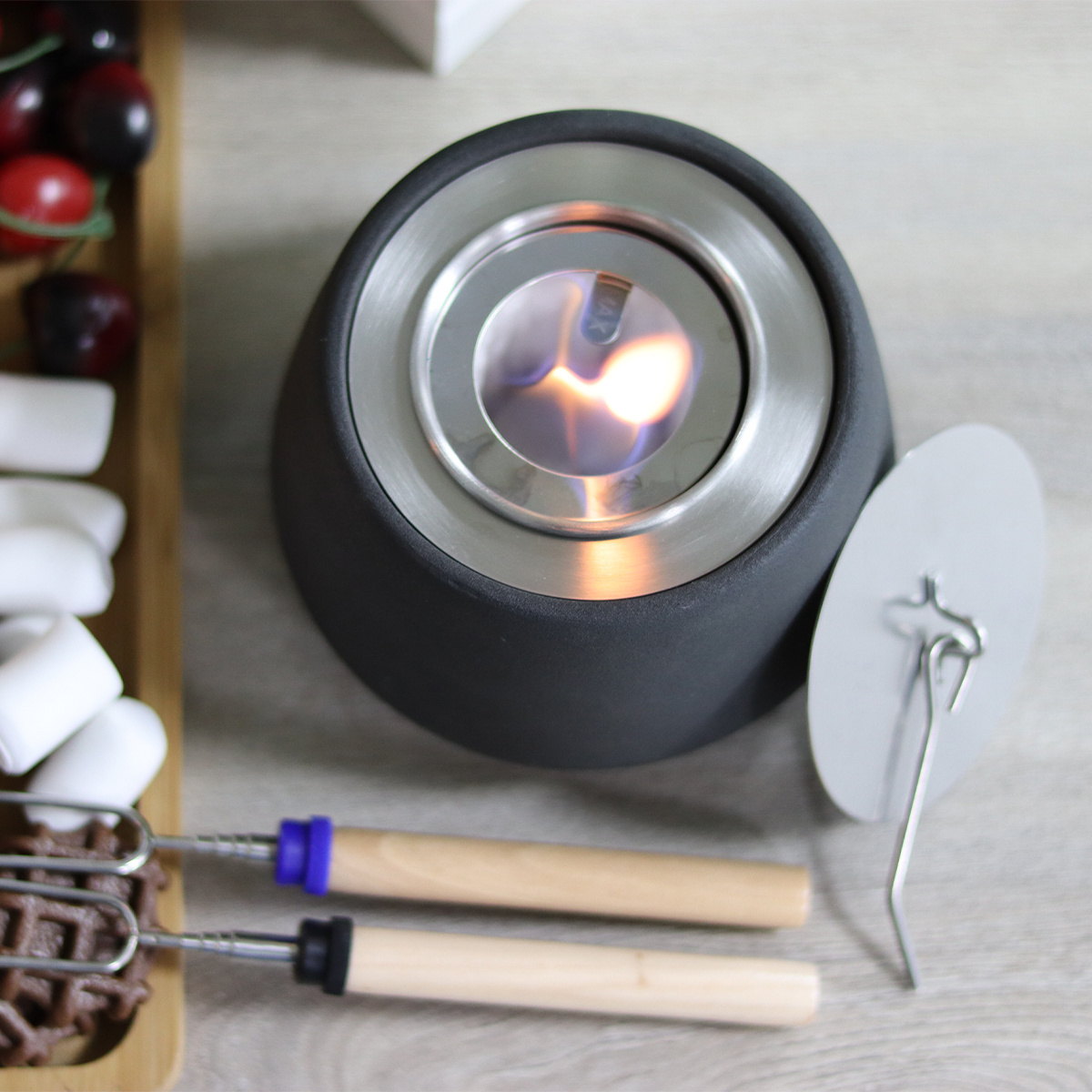 Sunbow Ceramic Mini fireplace Smores maker ethanol table Fireplace Smokeless Flame Ceramic tabletop Fire pit