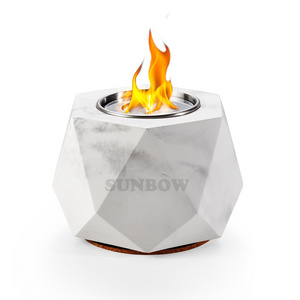 SUNBOW New Concrete Tabletop Fire Pit Marble effect Fire Bowl Mini geometric Personal Fireplace hexagonal table top fire pit