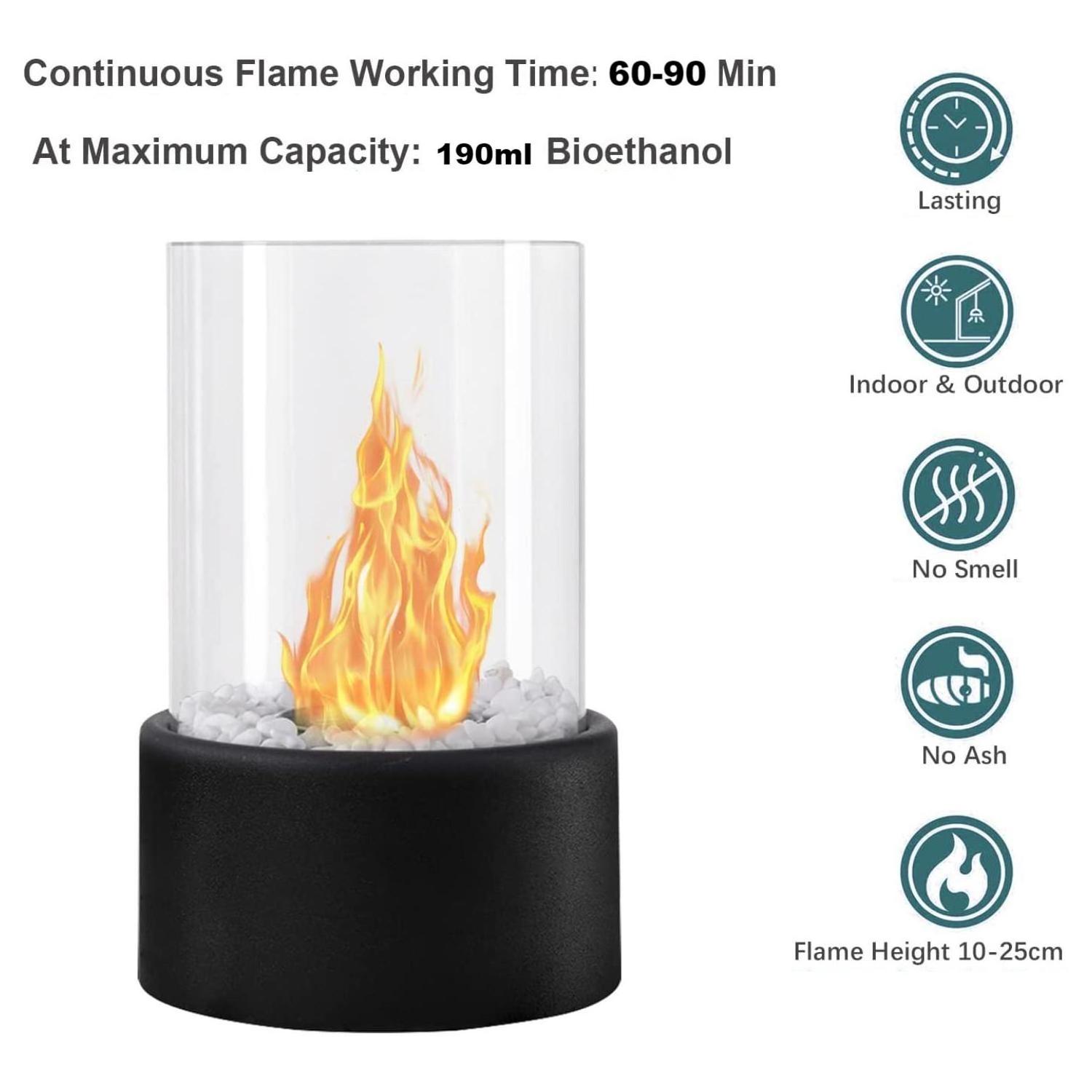 desktop metal surround round tabletop indoor glass table outdoor mini tabletop ethanol bioethanol fireplace