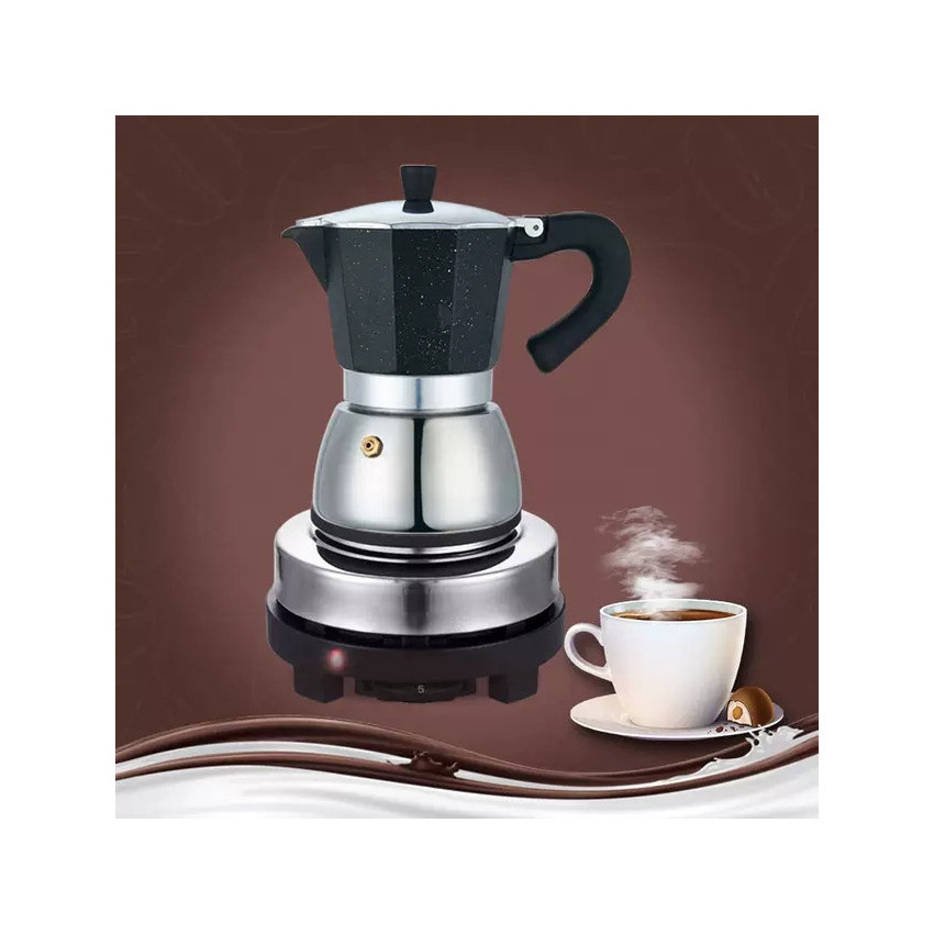 New Espresso Aluminum Steel 3 Cups Moka Induction Coffee Maker Stovetop suitable for all cookers