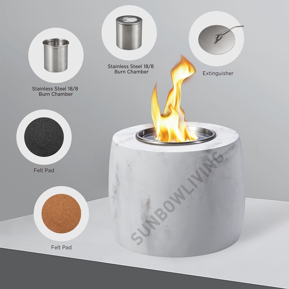 Hot Selling Outdoor Cement fire pit Portable Rubbing Alcohol Fire Pit Bowl Clean Burning Marble Effect Concrete Fireplace