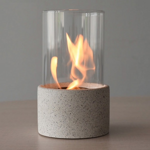 desktop metal surround round tabletop indoor glass table outdoor mini tabletop ethanol bioethanol fireplace