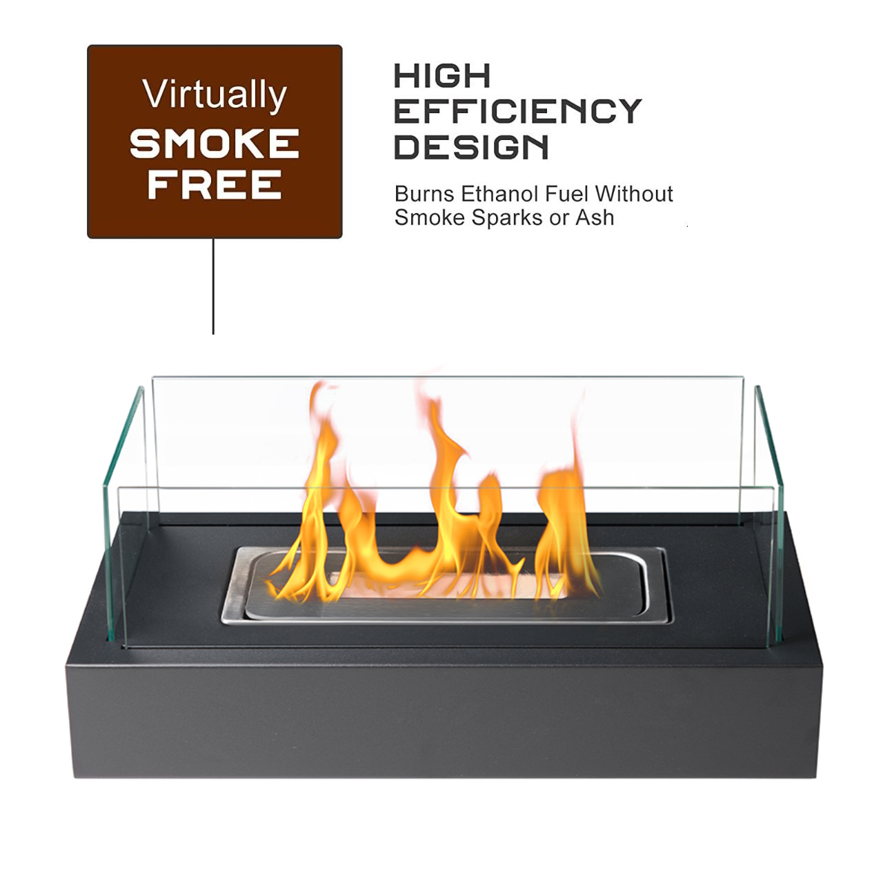 New Design Table Top Fire Pit Bowl Portable Mini Indoor Outdoor Fireplace Mini Fire Pit Free Standing  Glass Fireplace