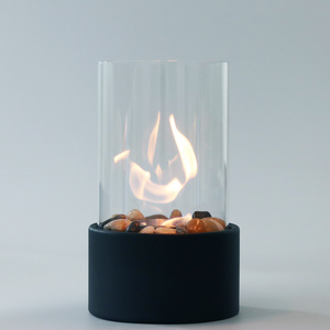 Indoor MINI personal table top fire pit portable fire bowl round tabletop bio ethanol burner fireplace with glass cover