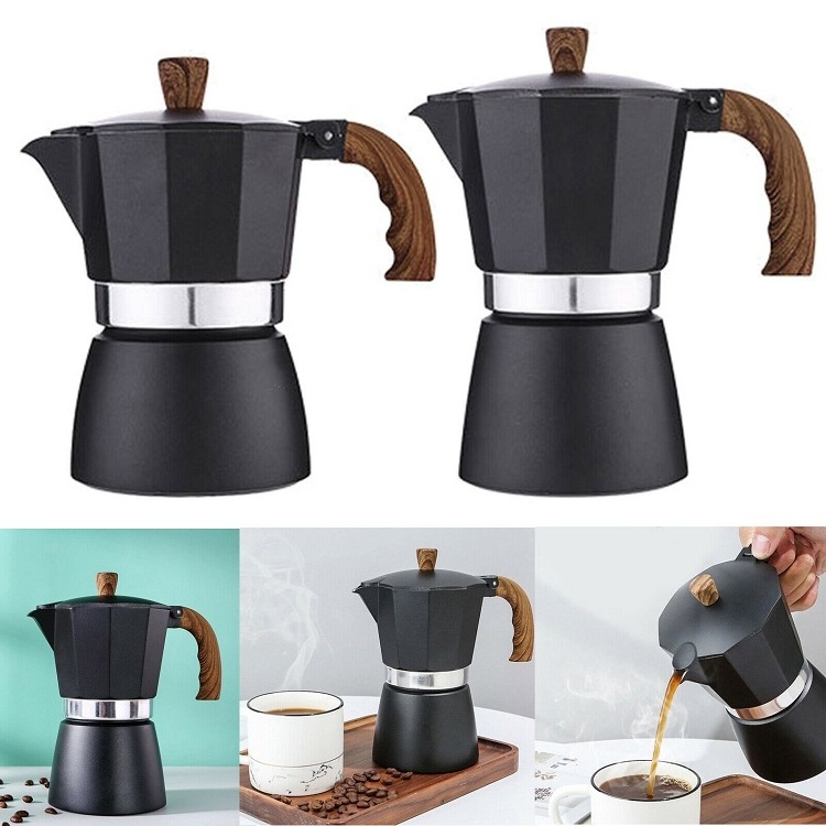 Six Cup cafetera Moka Pots Stovetop Espresso Maker for Classic Italian and Cuban Cafe Brewing