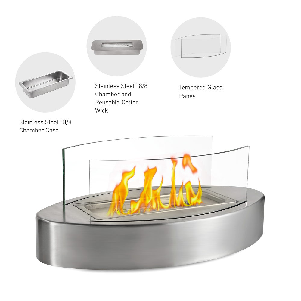 New Design Indoor Freestanding Tabletop Bio Ethanol Fireplace Steel Fire Pit Bowl with Smokeless Fire for Villa Use