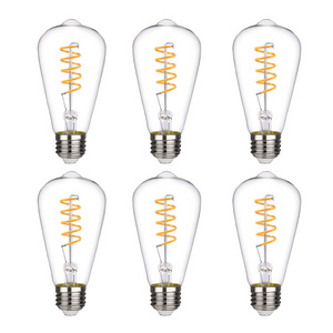 4.5w Vintage LED Edison Bulb Antique Style Flexible Spiral LED Filament Light Bulb ST19(ST64) 450LM E26