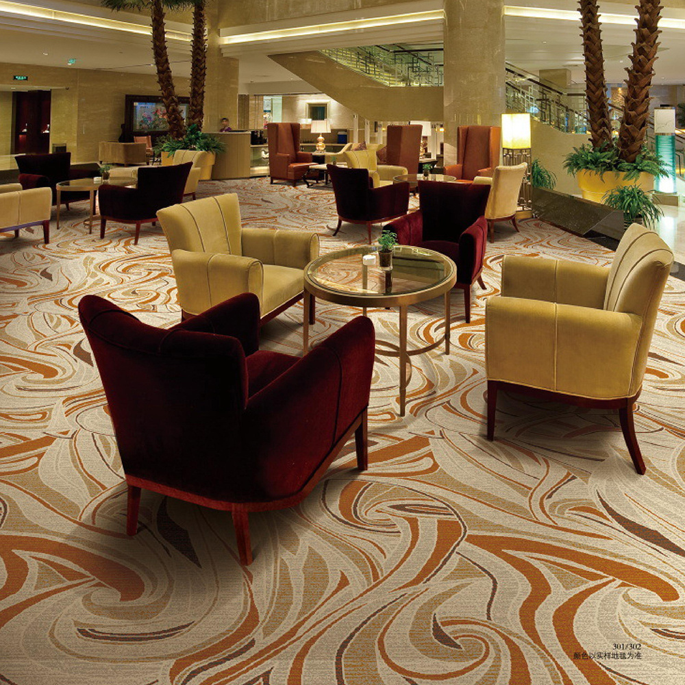 HJ custom wool carpet Fire Resistant Luxury Ballroom Banquet Hall Broadloom Cinema Wall to Wall Wool Hotel Casino Carpet