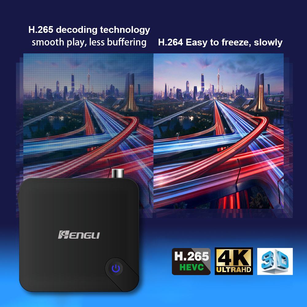 HENGLI Custom dvbt2 S905Y4 Linux system set-top box Dvb-t2 4k AC4 smart tv box with LOGO