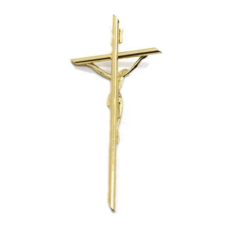 Crucifix Wall Cross Catholic Metal Slender Hanging Gold Crosses for Wall 4.7 Inch Handheld Alloy Cross for Praying