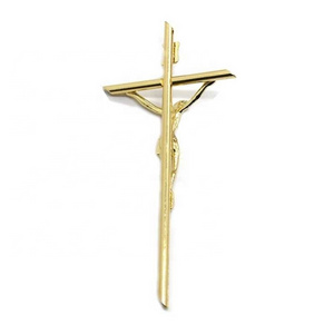 Crucifix Wall Cross Catholic Metal Slender Hanging Gold Crosses for Wall 4.7 Inch Handheld Alloy Cross for Praying