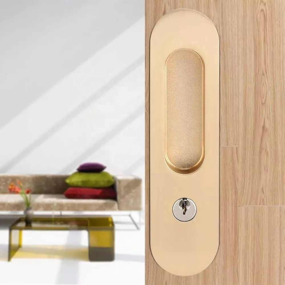 Furniture Hardware Door Latch Lock For Double Doors Cerradura  Sliding Door Lock Handle Anti-theft With Keys For Barn Wood