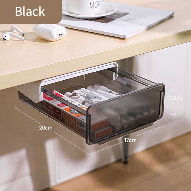 Desk  Plastic Drawer Office Desktop Storage Box Transparent Stationery Small Hanging Hidden Dust-Proof Shelf Pen Case