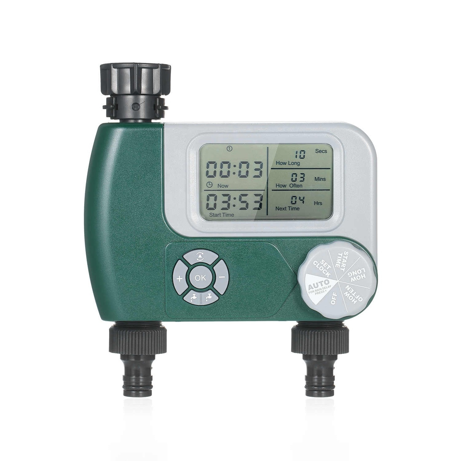 Digital Hose Faucet Timer With 2 Outlet Battery Operated Automatic Watering Sprinkler System Irrigation Controller Programmable