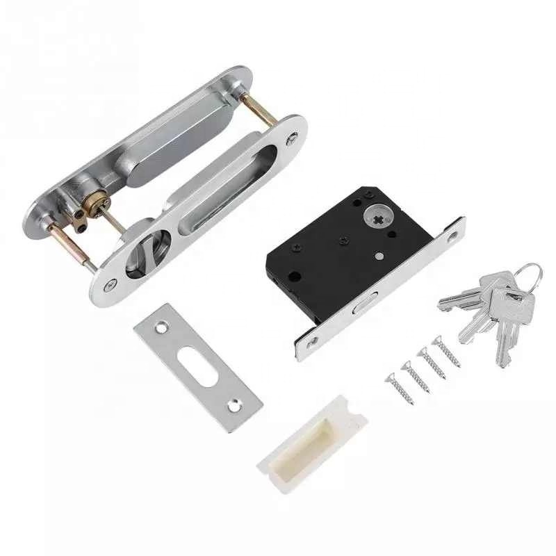 Furniture Hardware Door Latch Lock For Double Doors Cerradura  Sliding Door Lock Handle Anti-theft With Keys For Barn Wood