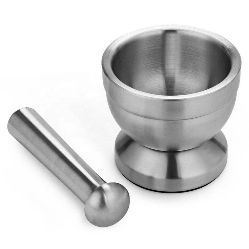 Grinder Crusher Kitchen Tool Gadget Stainless Steel Mortar Pestle Set Pugging Pot Garlic Spice Grinder Pharmacy Herbs Bowl Mill