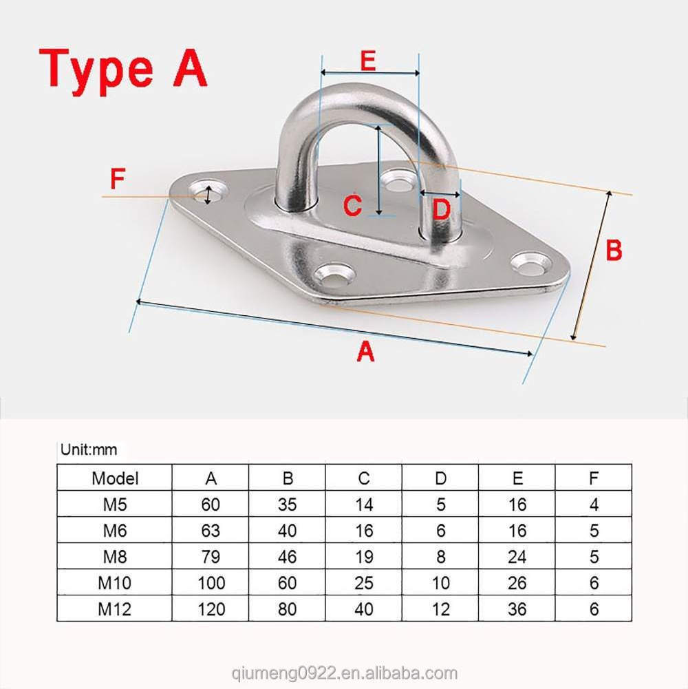 For Boat Hammock M5 M6 M8 M10 M12 1Pcs Pad Eye Plate Staple 304 Stainless Steel Ring Hook Loop U-Shaped Design Screws