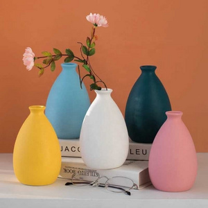 Flower Decorative Desktop Vase Filler Home Kitchen Decor Cute Colorful Frosted Ceramic Vases Small Dining Table Vase For Single