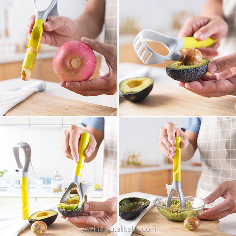 Vegetable Masher Multifunction Portable Kitchen Accessories 5-in-1 Avocado Slicer Fruit Tool Plastic