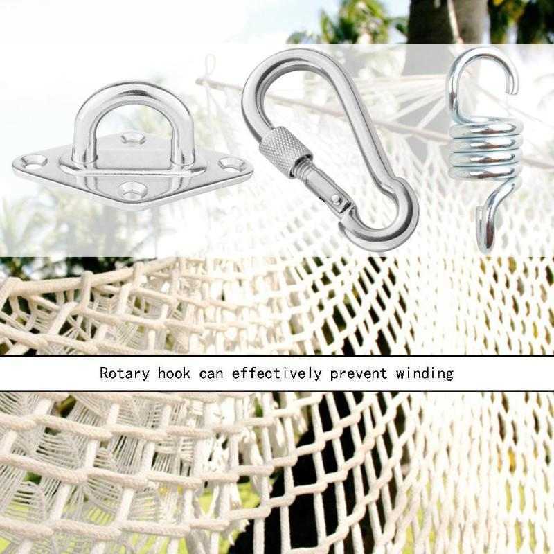 Spring Swivel Snap Hank Hook Camping New Stainless Steel Hammock Chair Hanging Kit Ceiling Mount