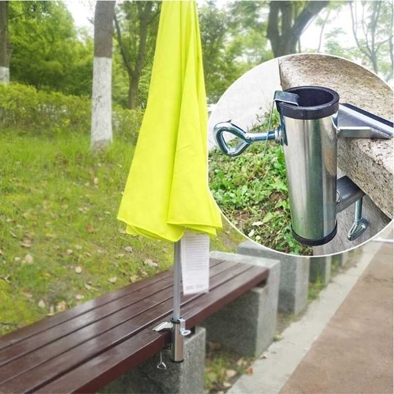 Parasol Holder Patio Umbrella Stand Holder Fixed Clip Umbrella Clamp Portable Fishing Umbrella Mount Bench Buddy Deck