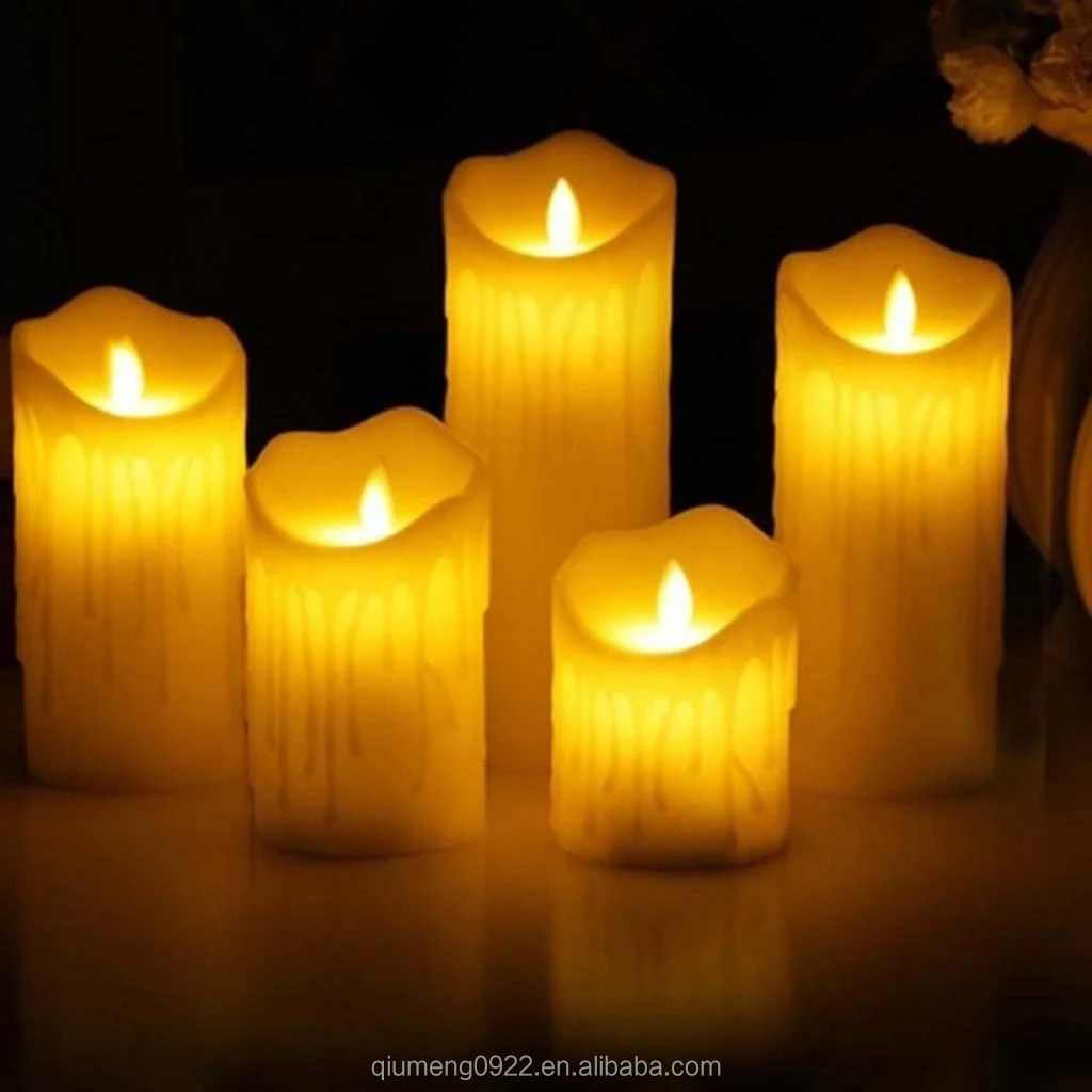 Wedding Party Home Decoration Flameless LED Candle Swing Flame Yellow LED Candle Operated Night Lights