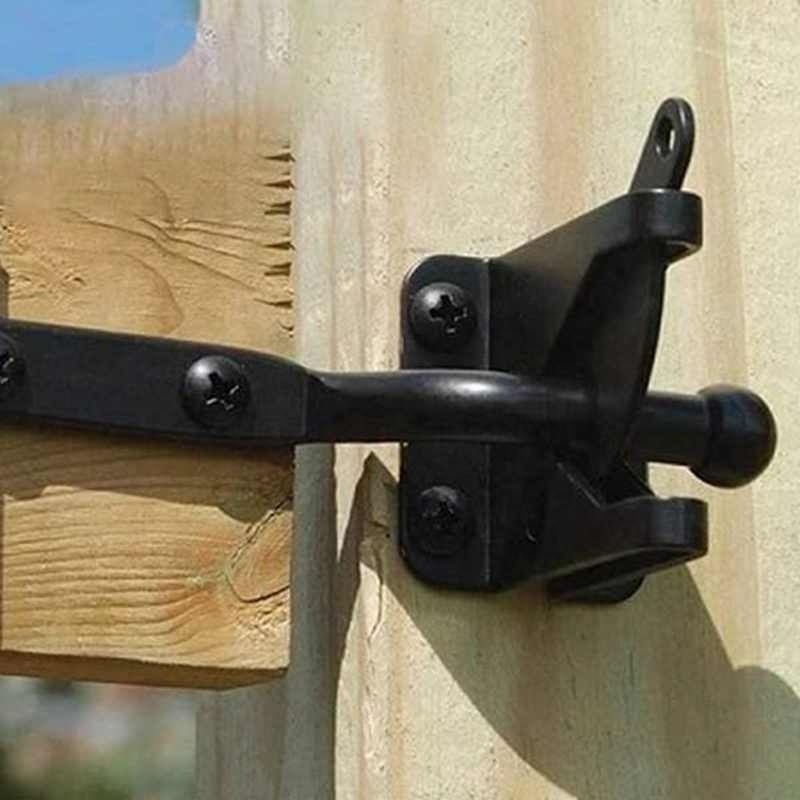 Pcs Self Locking Gate Latch Automatic Gravity Lever Fence Gate Lock for Wood Fence Gate Door Latches Steel Black