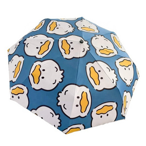 Small Kids Umbrella UV Parasol CUte Duck Patterns Clear Umbrella Automatic And Mini Folding Girls Sun Umbrella Rain Women