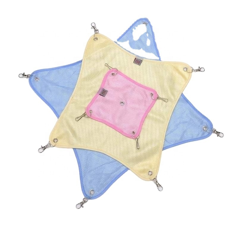 Ferret Small Animals Swing Toy Hanging Rodent Hammock Square Shape Summer Breathable Mesh Bed Hammock For Rat Hamster