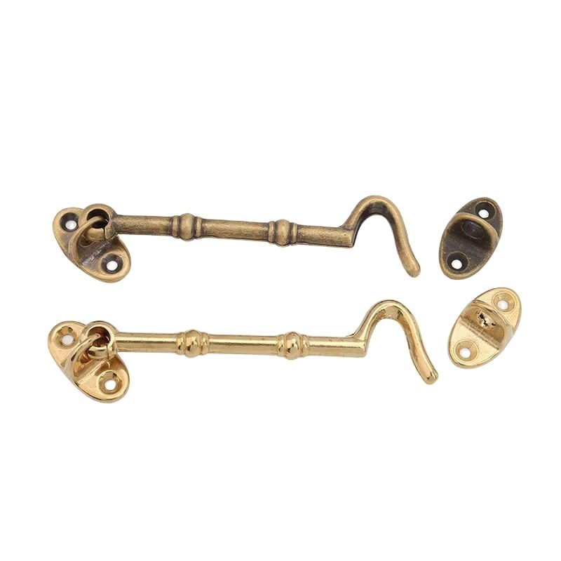 Lock Door Catch Window Stay Wind Bracing Hardware Antique Window Hinge Support Rod Holder 3inch Brass Cabin Hook And Eye Latch