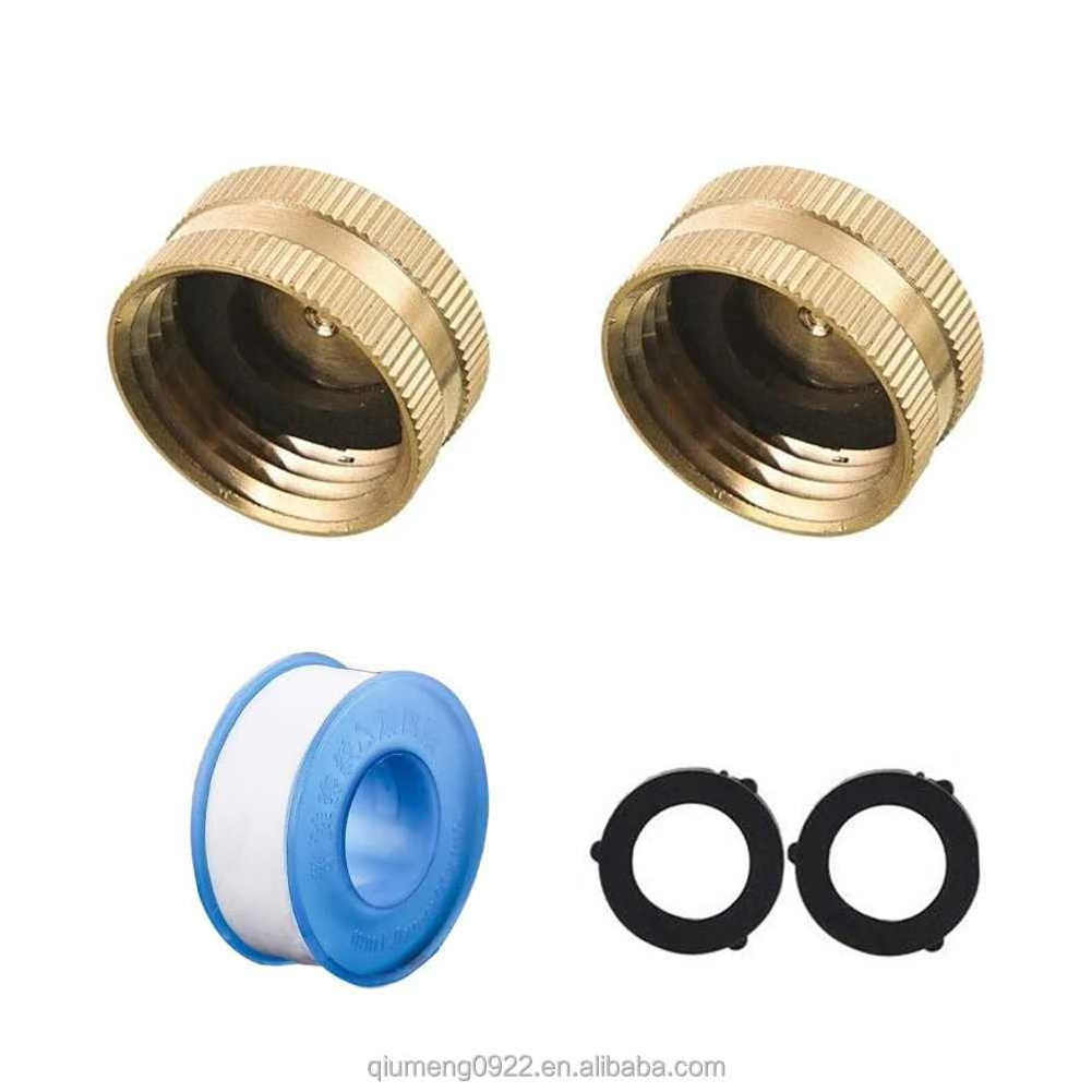 Brass Garden Hose End Gasket 2pack Shut Off With NH Tool Fitted Female Connector Gold Accessories